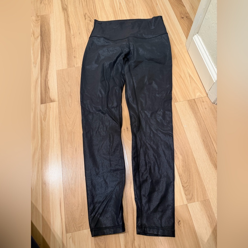 Pink Lily Metallic Black Leggings